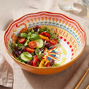 Baci Milano Dolce Far Niente Güneş Desenli Salata Kasesi Turuncu  Ø 26 cm, H 11 cm görseli 2