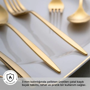 Emsan Alisa Parlak Gold 60 Parça 12 Kişilik Çatal Kaşık Bıçak Takımı görseli 3