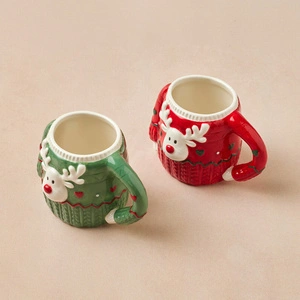 Karaca New Year Yılbaşı Sweater Deer Kırmızı Kupa 400 ml