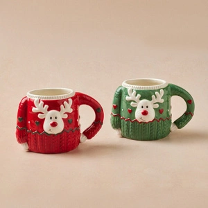 Karaca New Year Yılbaşı Sweater Deer Kırmızı Kupa 400 ml