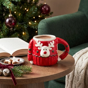 Karaca New Year Yılbaşı Sweater Deer Kırmızı Kupa 400 ml görseli 4