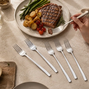 Krc Flame 6'lı Yemek Çatalı Platin
