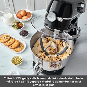 Karaca Multichef Artisan Kıyma Çekme/ Sucuk-Sosis/İçli Köfte Aparatlı Digital Ekran Tam Döküm Kıyma Aparatlı Hamur Yoğurma Makinesi Black 7L görseli 7