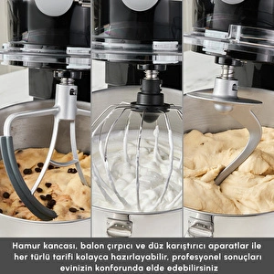 Karaca Multichef Artisan Kıyma Çekme/ Sucuk-Sosis/İçli Köfte Aparatlı Digital Ekran Tam Döküm Kıyma Aparatlı Hamur Yoğurma Makinesi Black 7L görseli 8
