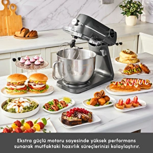 Karaca Multichef Artisan Kıyma Çekme/ Sucuk-Sosis/İçli Köfte Aparatlı Digital Ekran Tam Döküm Kıyma Aparatlı Hamur Yoğurma Makinesi Anthracite 7L görseli 4
