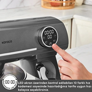 Karaca Multichef Artisan Kıyma Çekme/ Sucuk-Sosis/İçli Köfte Aparatlı Digital Ekran Tam Döküm Kıyma Aparatlı Hamur Yoğurma Makinesi Anthracite 7L görseli 6