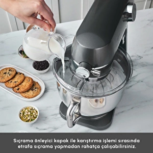 Karaca Multichef Artisan Kıyma Çekme/ Sucuk-Sosis/İçli Köfte Aparatlı Digital Ekran Tam Döküm Kıyma Aparatlı Hamur Yoğurma Makinesi Anthracite 7L görseli 7