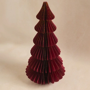 Karaca Home New Year Velvet Glow Kağıt Çam Ağacı Dekoratif Obje 23x23x45 cm