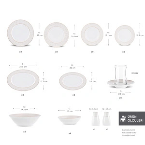 Emsan Elegance Bone Alessa 60 Parça 8 Kişilik Yemek Takımı ve Kahvaltı Seti