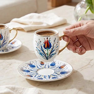 Karaca Tulipal 6 Kişilik Kahve Fincan Takımı 80 ml