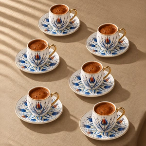 Karaca Tulipal 6 Kişilik Kahve Fincan Takımı 80 ml