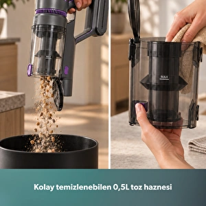 Homend Dustrıder 1273H Katlanabilir Borulu Dikey Süpürge Mor görseli 8
