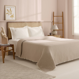 Kaşmir Home Alice Çift Kişilik Müslin Pike Takımı Bej görseli 5