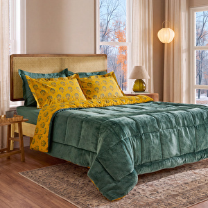 Karaca Home Harvest %100 Pamuk Welsoft Çift Kişilik Comfort Set Yeşil görseli 6