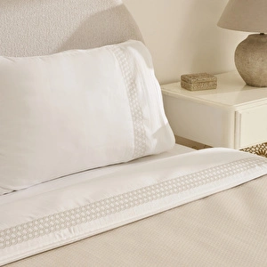 Karaca Home Linnea %100 Pamuk Nakışlı Çift Kişilik Pike Takımı Bej görseli 4