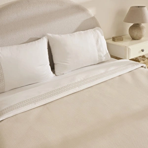 Karaca Home Linnea %100 Pamuk Nakışlı Çift Kişilik Pike Takımı Bej görseli 5
