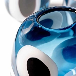 Leonardo Occhi Blu El Yapımı Premium Dekoratif Vazo 21 cm görseli 2