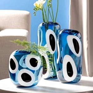 Leonardo Occhi Blu El Yapımı Premium Dekoratif Vazo 21 cm görseli 3