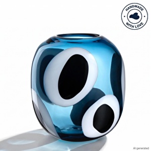 Leonardo Occhi Blu El Yapımı Premium Dekoratif Vazo 21 cm görseli 6