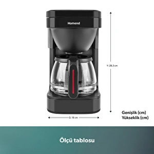Homend Take 5 Brew 5019H Filtre Kahve ve Çay Demleme Makinesi Siyah görseli 2
