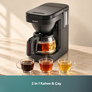 Homend Take 5 Brew 5019H Filtre Kahve ve Çay Demleme Makinesi Siyah görseli 6