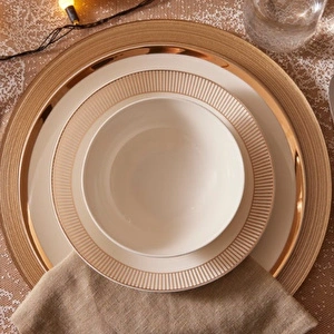 Karaca Forever Bone Gold Line 24 Parça 6 Kişilik Yemek Takımı görseli 1