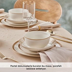 Karaca Forever Bone Gold Line 24 Parça 6 Kişilik Yemek Takımı görseli 4