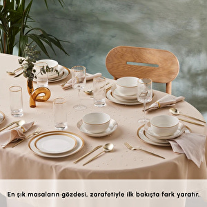 Karaca Forever Bone Gold Line 24 Parça 6 Kişilik Yemek Takımı görseli 5