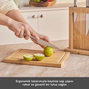 Karaca Samuray Nagoya Vigor Japon Çeliği 7 Parça Bıçak Seti Ve Kesme Tahtası görseli 5