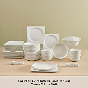 Karaca Red Carpet Collection Fine Pearl Extra Nish 58 Parça 12 Kişilik Yemek Takımı Platin