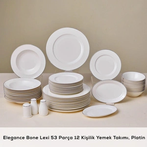 Karaca Elegance Bone Lexi 53 Parça 12 Kişilik Yemek Takımı Platin görseli 8