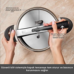 Karaca Retro İndüksiyon Tabanlı Paslanmaz Çelik Düdüklü Tencere 6 Lt görseli 6