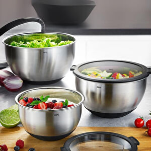 GEFU Paslanmaz Çelik Kapaklı Salata Kasesi 24 cm görseli 1