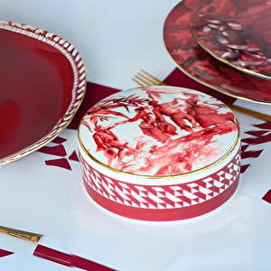 Baci Milano Le Rouge Porselen Yuvarlak Kutu 13 cm görseli 1
