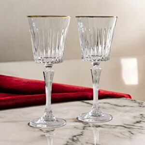 RCR Timeless Yüksek Kalite Cam 6'lı Altın Rimli Kadeh Seti 230 ml görseli 2
