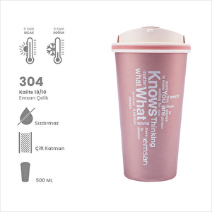 Emsan Smart Pembe Termos 500 ml görseli 2