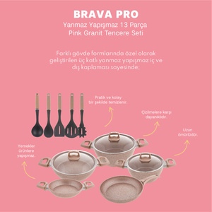 Emsan Brava 14 Parça Granit Tencere Seti Golden Pink görseli 12