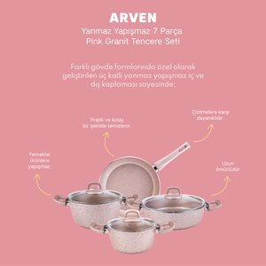 Emsan Arven 7 Parça Pink Granit Tencere Seti görseli 8