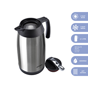 Emsan New Vega Çelik Termos Inox 2,1 L görseli 2