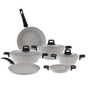 Emsan Rich Light Grey 9 Parça Granit Tencere Seti görseli 3