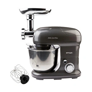 Emsan Bella Gusto Maxi Antrasit Kıyma Çekme /Sucuk-Sosis/İçli Köfte Aparatlı/Smooth Hazneli Hamur Yoğurma Makinesi 1300W 5L görseli 2