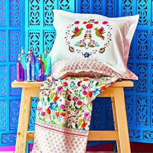 Karaca Home Parlin Fuşya %100 Pamuk Çift Kişilik Nevresim Takımı görseli 3