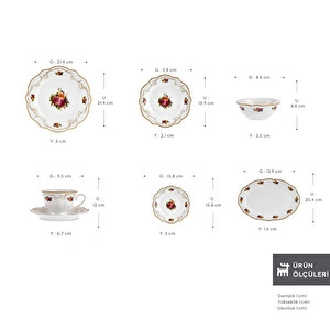 Karaca Forever Bone Antique 26 Parça 6 Kişilik Kahvaltı Seti Gold  görseli 2