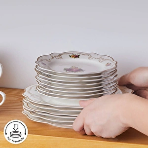 Karaca Forever Bone Antique 26 Parça 6 Kişilik Kahvaltı Seti Gold  görseli 7