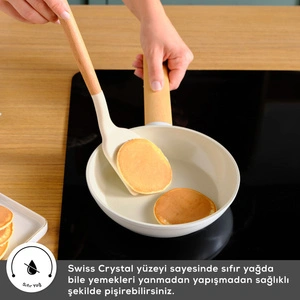Karaca x Refika Swiss Crystal Almond Cream İndüksiyon Tabanlı 18 cm Tava  görseli 7
