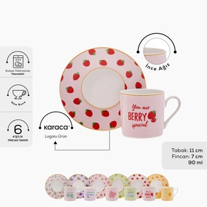 Karaca Fruitee 6 Kişilik Kahve Fincan Takımı 90 ml görseli 2