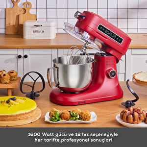 Karaca Pro Artisan Dijital Ekran Zaman Ayarlı Döküm Hamur Yoğurma Makinesi  Red 5L görseli 3