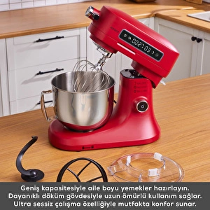 Karaca Pro Artisan Dijital Ekran Zaman Ayarlı Döküm Hamur Yoğurma Makinesi  Red 5L görseli 5