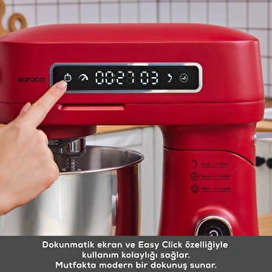 Karaca Pro Artisan Dijital Ekran Zaman Ayarlı Döküm Hamur Yoğurma Makinesi  Red 5L görseli 6
