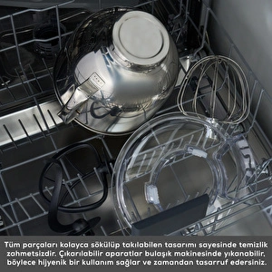 Karaca Pro Artisan Dijital Ekran Zaman Ayarlı Döküm Hamur Yoğurma Makinesi  Red 5L görseli 12